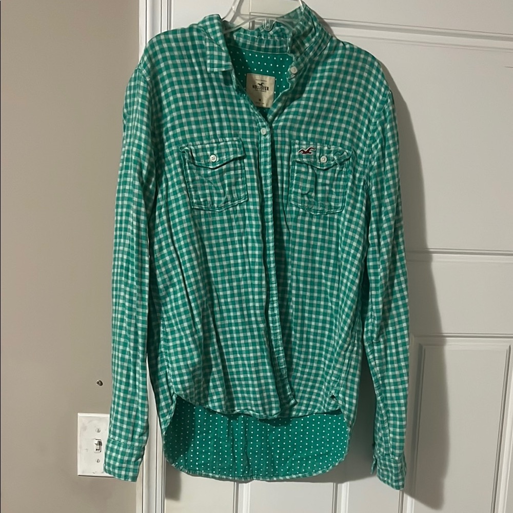 Green Flannel Button-Up Shirt